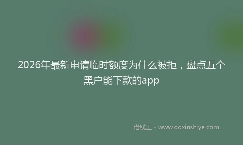 2026年最新申请临时额度为什么被拒，盘点五个黑户能下款的app