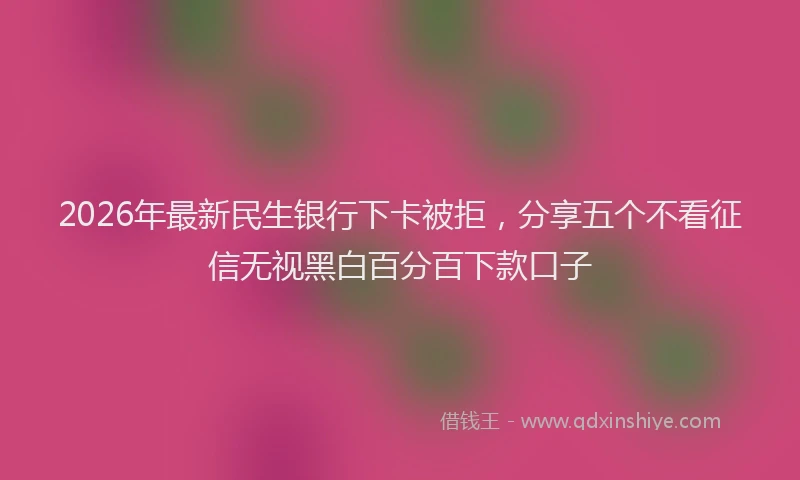 2026年最新民生银行下卡被拒，分享五个不看征信无视黑白百分百下款口子
