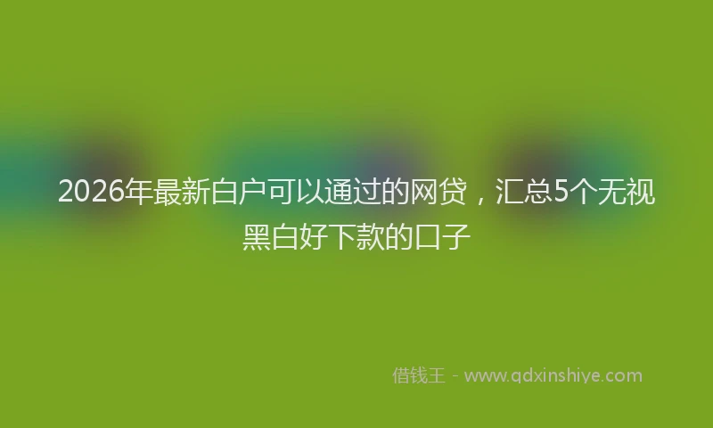 2026年最新白户可以通过的网贷，汇总5个无视黑白好下款的口子