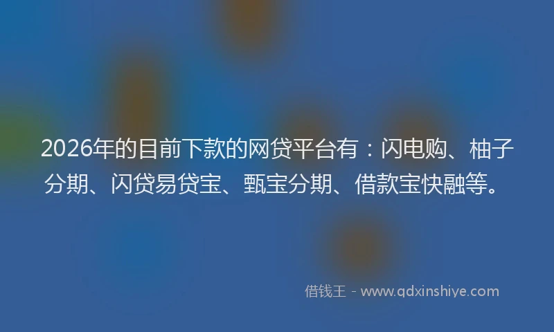 2026年的目前下款的网贷平台有：闪电购、柚子分期、闪贷易贷宝、甄宝分期、借款宝快融等。