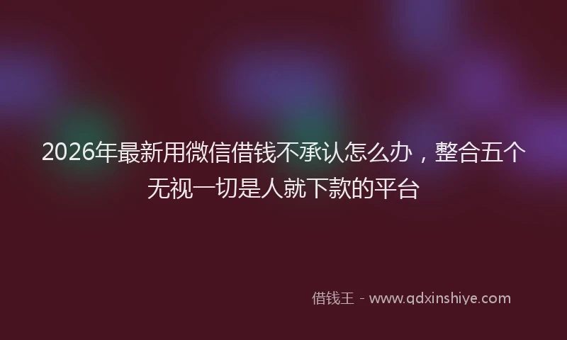 2026年最新用微信借钱不承认怎么办，整合五个无视一切是人就下款的平台