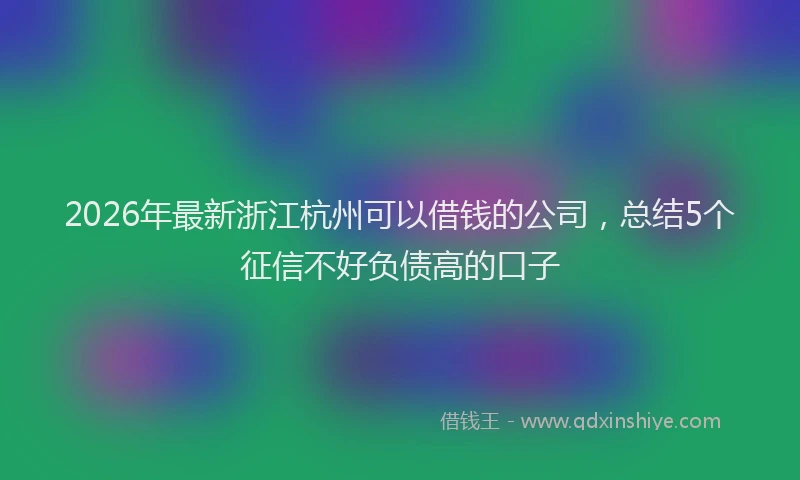 2026年最新浙江杭州可以借钱的公司，总结5个征信不好负债高的口子