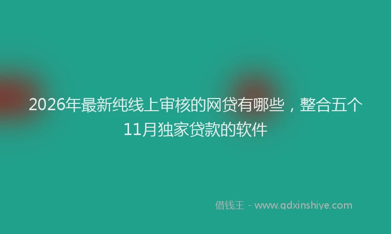 2026年最新纯线上审核的网贷有哪些，整合五个11月独家贷款的软件