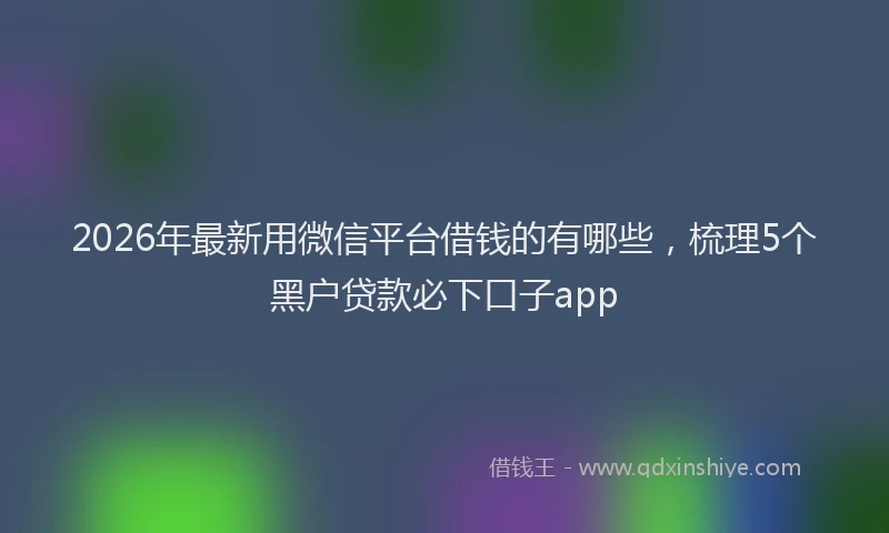 2026年最新用微信平台借钱的有哪些，梳理5个黑户贷款必下口子app