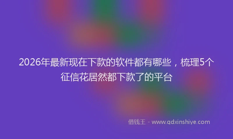 2026年最新现在下款的软件都有哪些，梳理5个征信花居然都下款了的平台