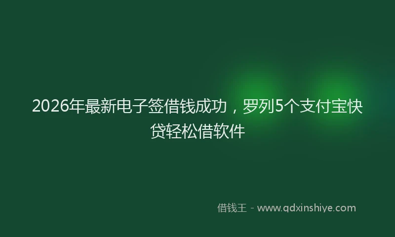2026年最新电子签借钱成功，罗列5个支付宝快贷轻松借软件