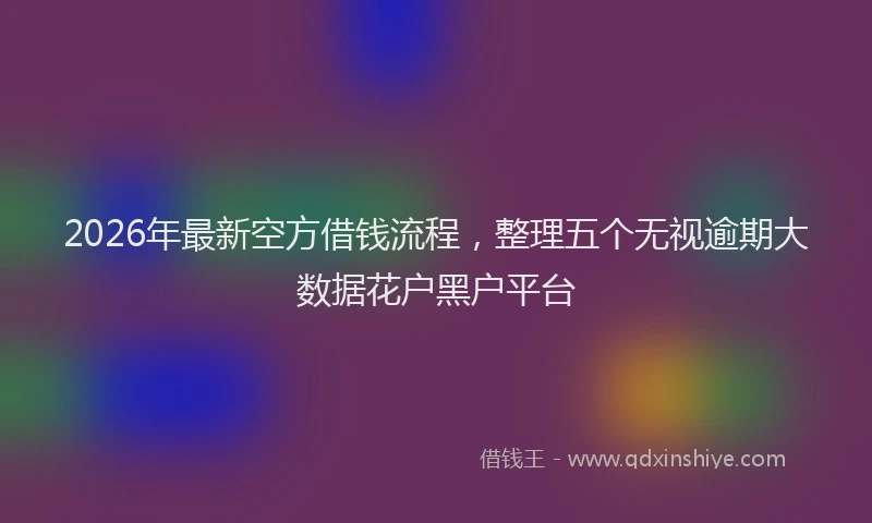 2026年最新空方借钱流程，整理五个无视逾期大数据花户黑户平台