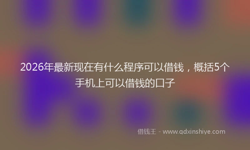 2026年最新现在有什么程序可以借钱，概括5个手机上可以借钱的口子