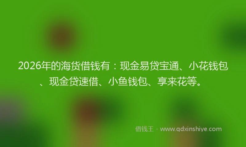 2026年的海货借钱有：现金易贷宝通、小花钱包、现金贷速借、小鱼钱包、享来花等。