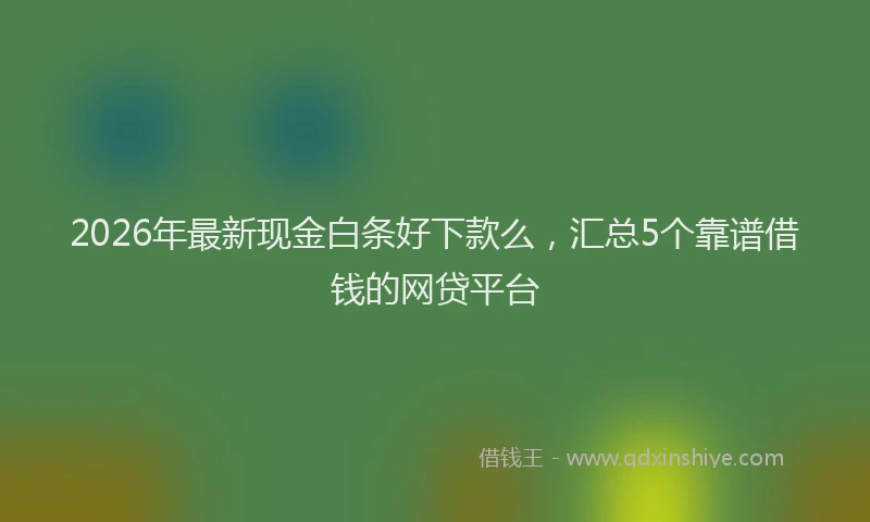 2026年最新现金白条好下款么，汇总5个靠谱借钱的网贷平台
