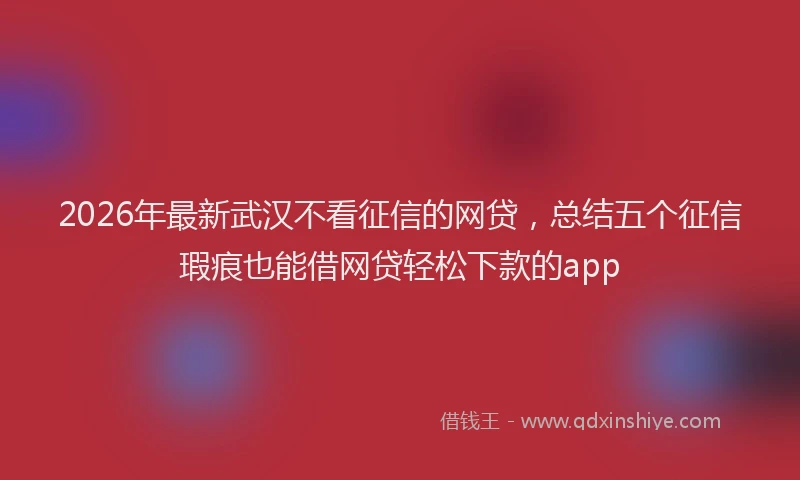 2026年最新武汉不看征信的网贷，总结五个征信瑕疵也能借网贷轻松下款的app