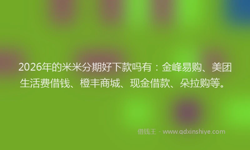 2026年的米米分期好下款吗有：金峰易购、美团生活费借钱、橙丰商城、现金借款、朵拉购等。
