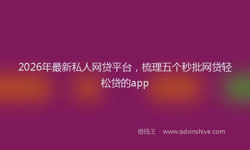 2026年最新私人网贷平台，梳理五个秒批网贷轻松贷的app