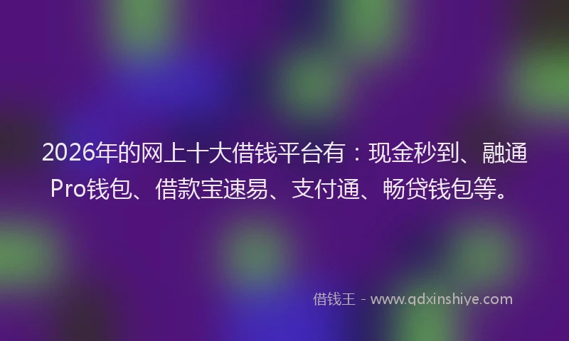 2026年的网上十大借钱平台有：现金秒到、融通Pro钱包、借款宝速易、支付通、畅贷钱包等。