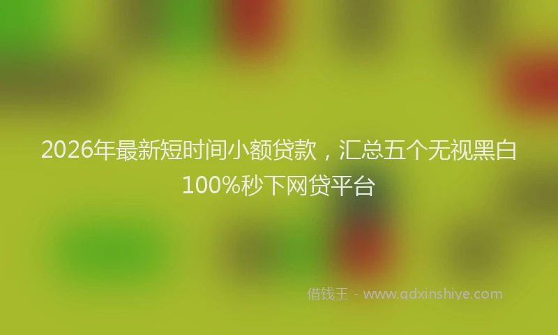 2026年最新短时间小额贷款，汇总五个无视黑白100%秒下网贷平台