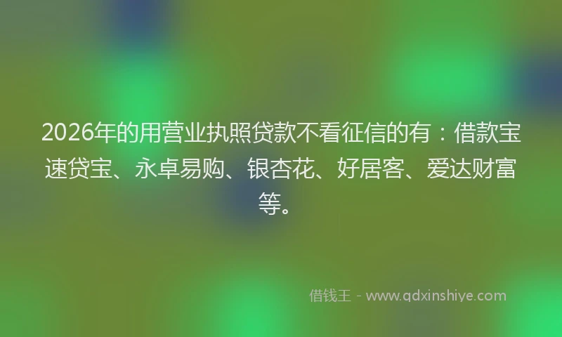 2026年的用营业执照贷款不看征信的有：借款宝速贷宝、永卓易购、银杏花、好居客、爱达财富等。