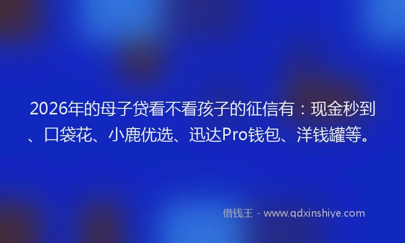 2026年的母子贷看不看孩子的征信有：现金秒到、口袋花、小鹿优选、迅达Pro钱包、洋钱罐等。