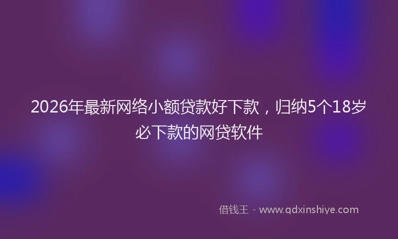 2026年最新网络小额贷款好下款，归纳5个18岁必下款的网贷软件