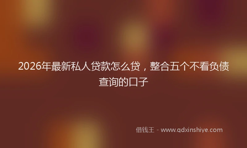 2026年最新私人贷款怎么贷，整合五个不看负债查询的口子