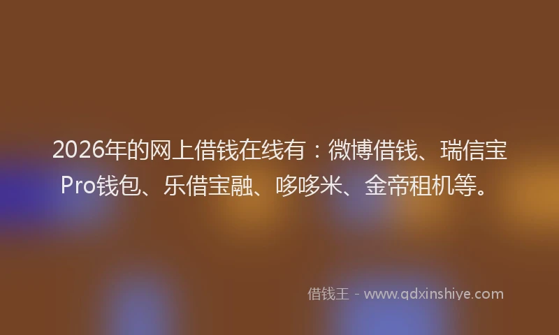 2026年的网上借钱在线有：微博借钱、瑞信宝Pro钱包、乐借宝融、哆哆米、金帝租机等。