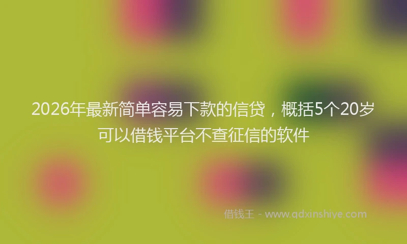 2026年最新简单容易下款的信贷，概括5个20岁可以借钱平台不查征信的软件