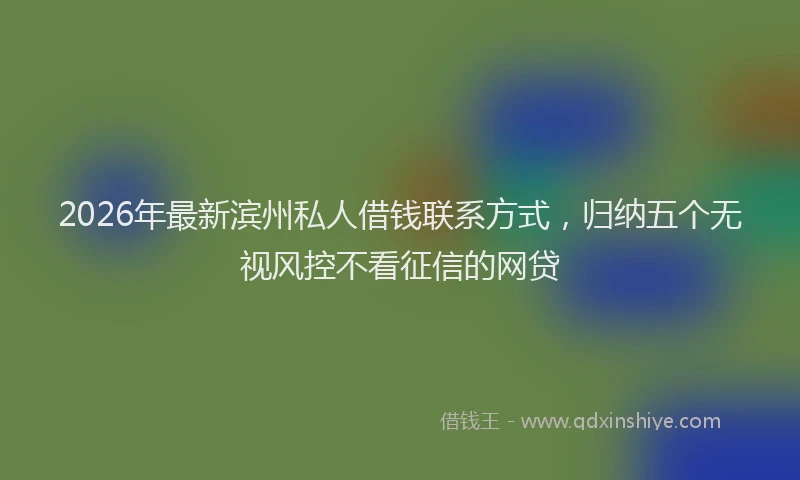 2026年最新滨州私人借钱联系方式，归纳五个无视风控不看征信的网贷