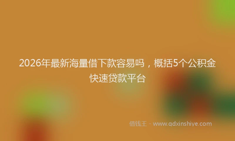 2026年最新海量借下款容易吗，概括5个公积金快速贷款平台