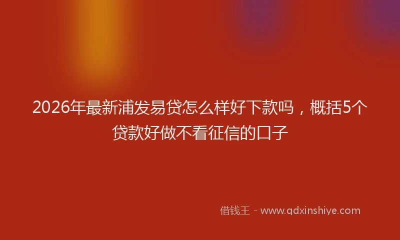 2026年最新浦发易贷怎么样好下款吗，概括5个贷款好做不看征信的口子