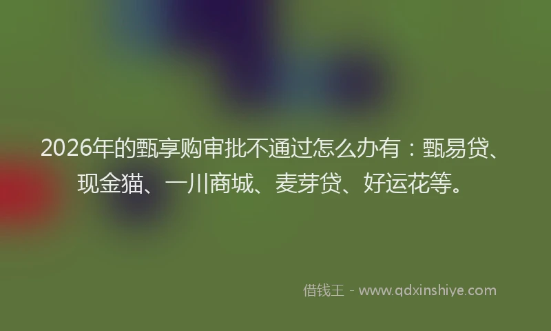 2026年的甄享购审批不通过怎么办有：甄易贷、现金猫、一川商城、麦芽贷、好运花等。