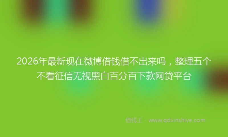 2026年最新现在微博借钱借不出来吗，整理五个不看征信无视黑白百分百下款网贷平台