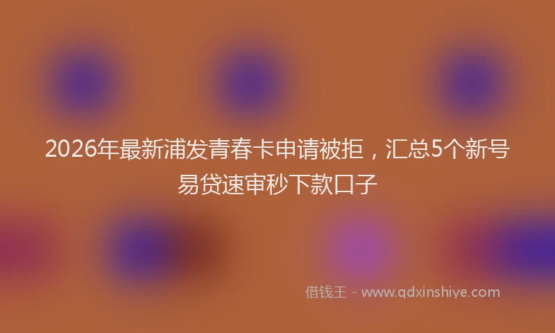 2026年最新浦发青春卡申请被拒，汇总5个新号易贷速审秒下款口子