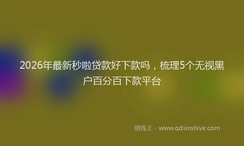 2026年最新秒啦贷款好下款吗，梳理5个无视黑户百分百下款平台