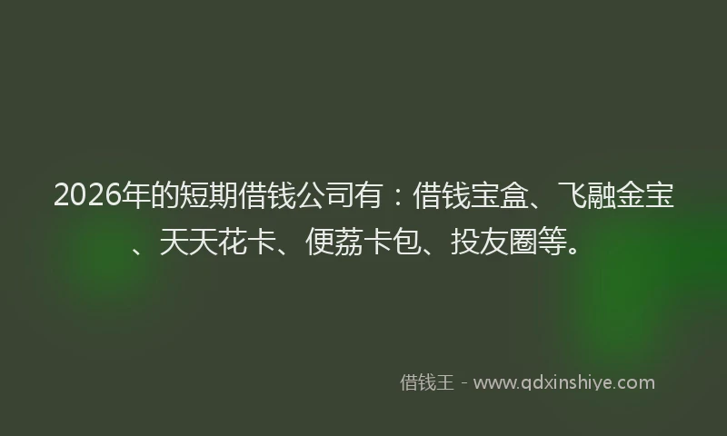 2026年的短期借钱公司有：借钱宝盒、飞融金宝、天天花卡、便荔卡包、投友圈等。