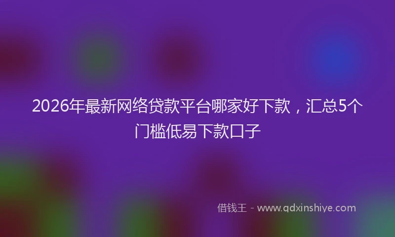 2026年最新网络贷款平台哪家好下款，汇总5个门槛低易下款口子