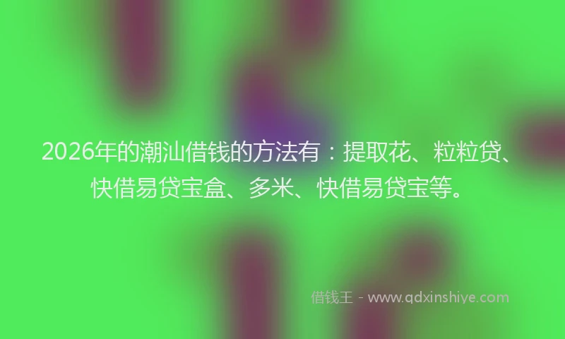 2026年的潮汕借钱的方法有：提取花、粒粒贷、快借易贷宝盒、多米、快借易贷宝等。