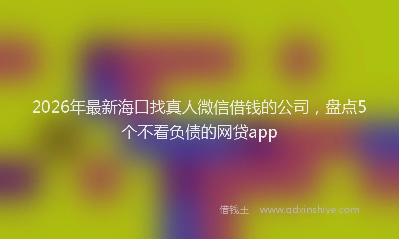 2026年最新海口找真人微信借钱的公司，盘点5个不看负债的网贷app