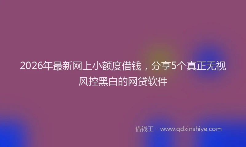 2026年最新网上小额度借钱，分享5个真正无视风控黑白的网贷软件