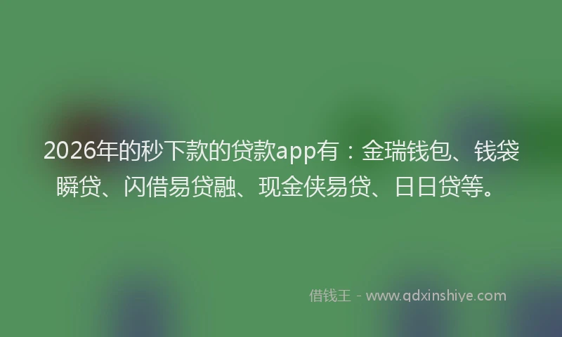 2026年的秒下款的贷款app有：金瑞钱包、钱袋瞬贷、闪借易贷融、现金侠易贷、日日贷等。