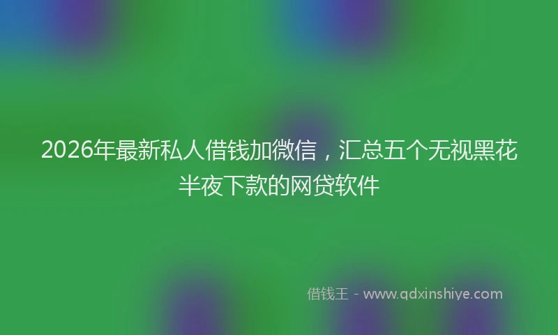 2026年最新私人借钱加微信，汇总五个无视黑花半夜下款的网贷软件