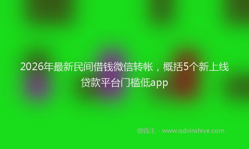 2026年最新民间借钱微信转帐，概括5个新上线贷款平台门槛低app