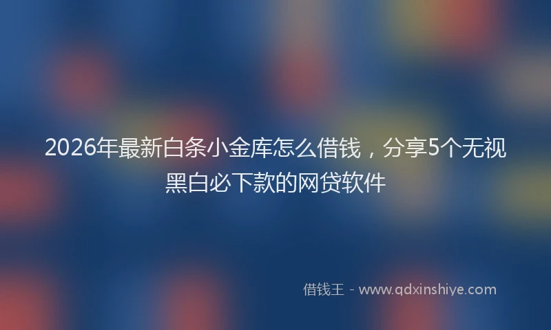 2026年最新白条小金库怎么借钱，分享5个无视黑白必下款的网贷软件