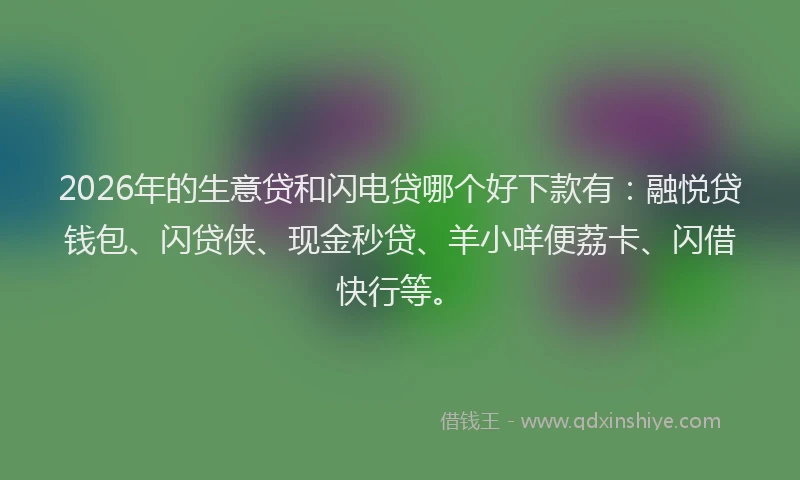 2026年的生意贷和闪电贷哪个好下款有：融悦贷钱包、闪贷侠、现金秒贷、羊小咩便荔卡、闪借快行等。