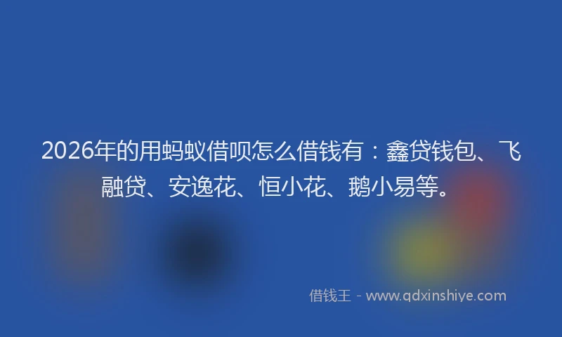 2026年的用蚂蚁借呗怎么借钱有：鑫贷钱包、飞融贷、安逸花、恒小花、鹅小易等。