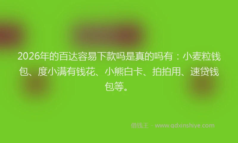 2026年的百达容易下款吗是真的吗有：小麦粒钱包、度小满有钱花、小熊白卡、拍拍用、速贷钱包等。