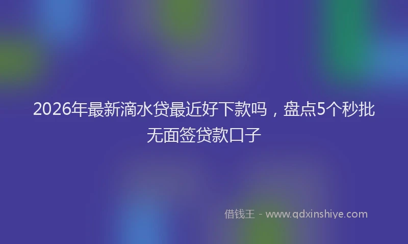 2026年最新滴水贷最近好下款吗，盘点5个秒批无面签贷款口子