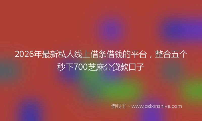 2026年最新私人线上借条借钱的平台，整合五个秒下700芝麻分贷款口子