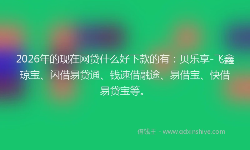 2026年的现在网贷什么好下款的有：贝乐享-飞鑫琼宝、闪借易贷通、钱速借融途、易借宝、快借易贷宝等。