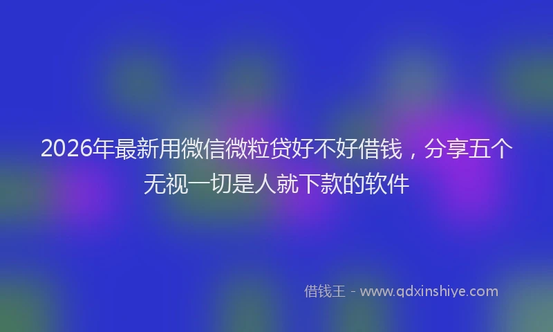 2026年最新用微信微粒贷好不好借钱，分享五个无视一切是人就下款的软件