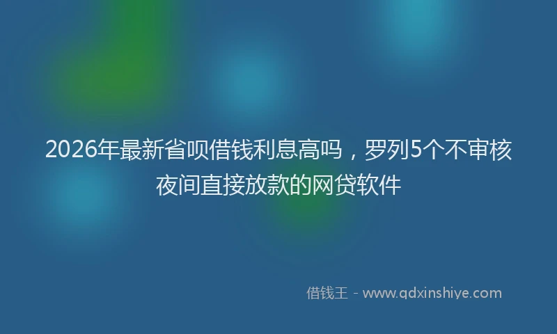 2026年最新省呗借钱利息高吗，罗列5个不审核夜间直接放款的网贷软件