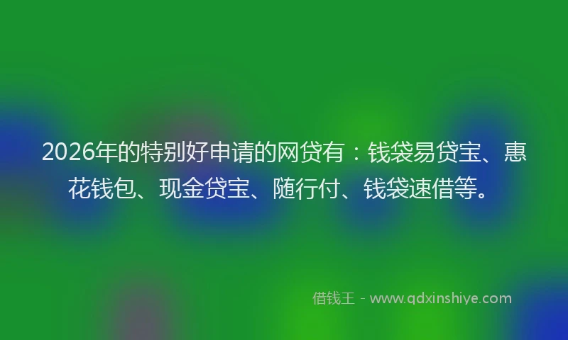 2026年的特别好申请的网贷有：钱袋易贷宝、惠花钱包、现金贷宝、随行付、钱袋速借等。